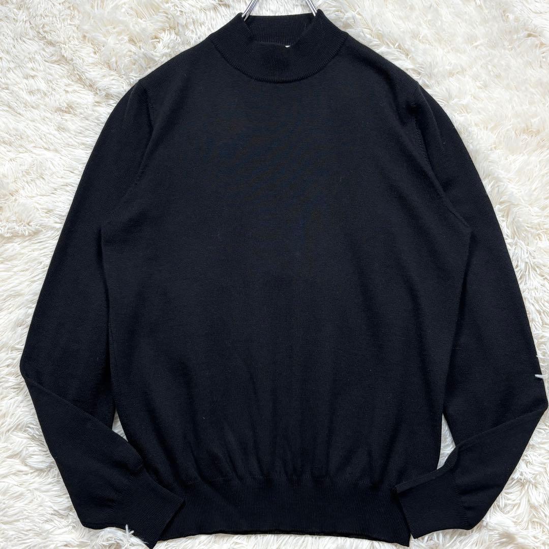 美品 現行 グランサッソ モックネックニット 12ゲージ ウール 46 黒