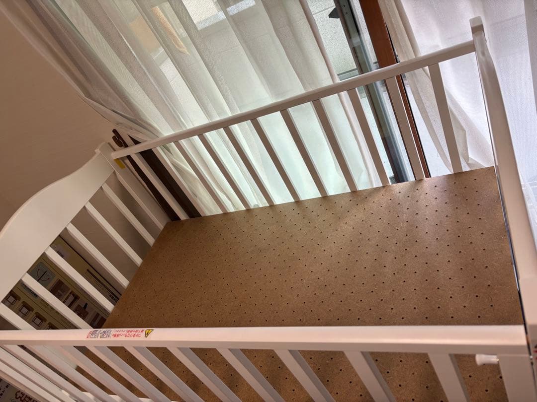 日本製 ハイタイプ ベビーベッド 収納棚付