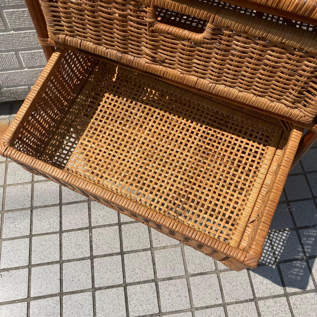 昭和レトロ ラタンチェスト 5段 引き出し箪笥 古家具 ビンテージヴィンテージ