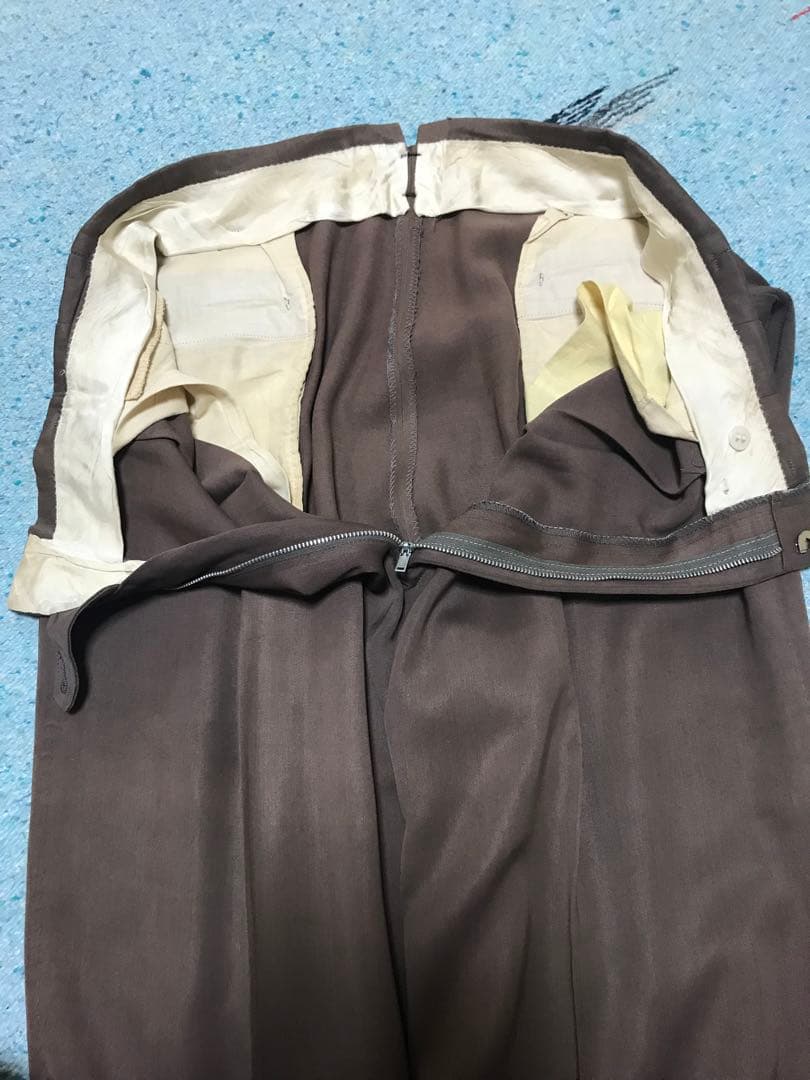 50s レーヨン ギャバジン スラックス フェード 茶 60s 2タック
