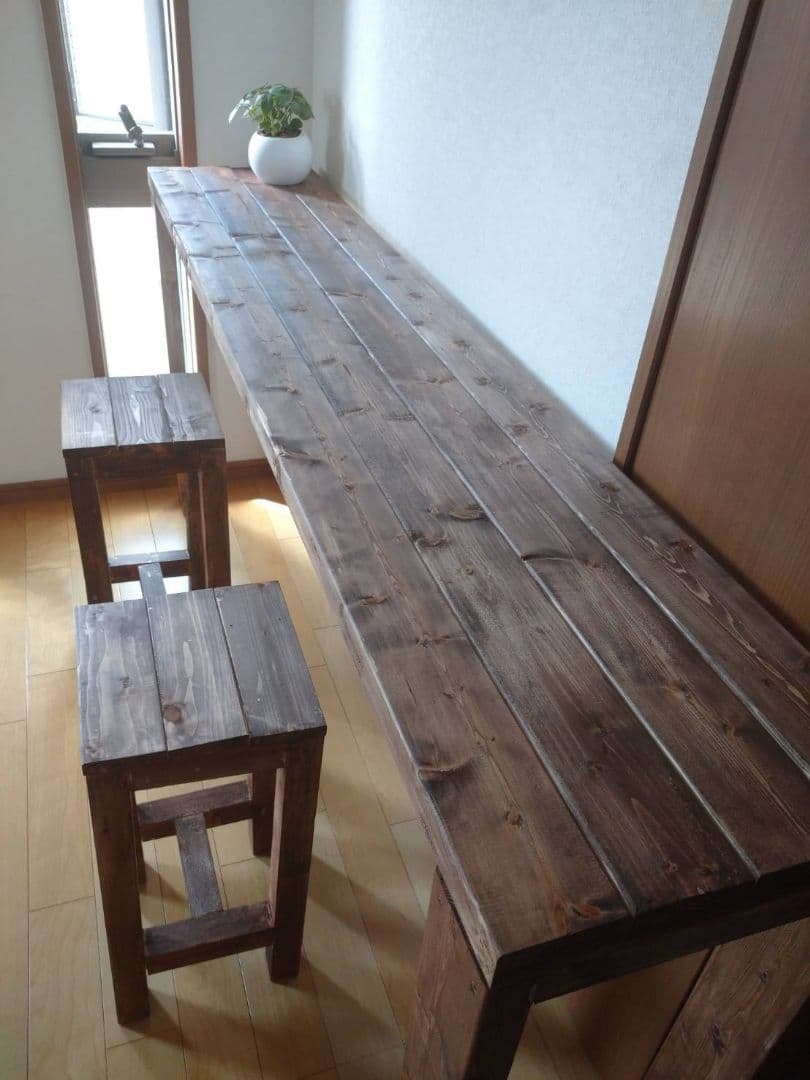 180 カウンターテーブル 無垢材　アンティーク風　木目調　天然素材　ダイニング