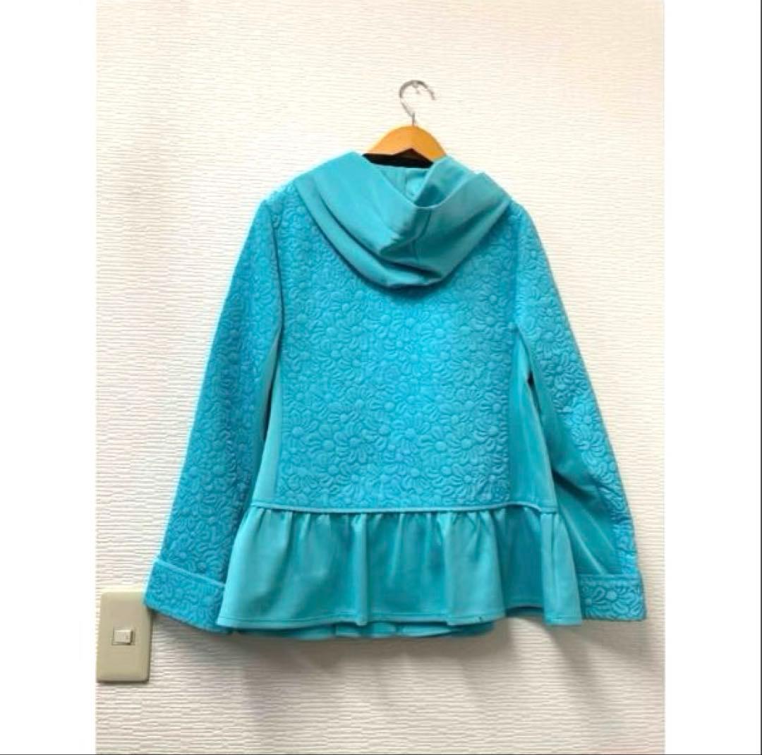 ♡キルティング×ダンボールニット素材裾フリルデザインパーカー