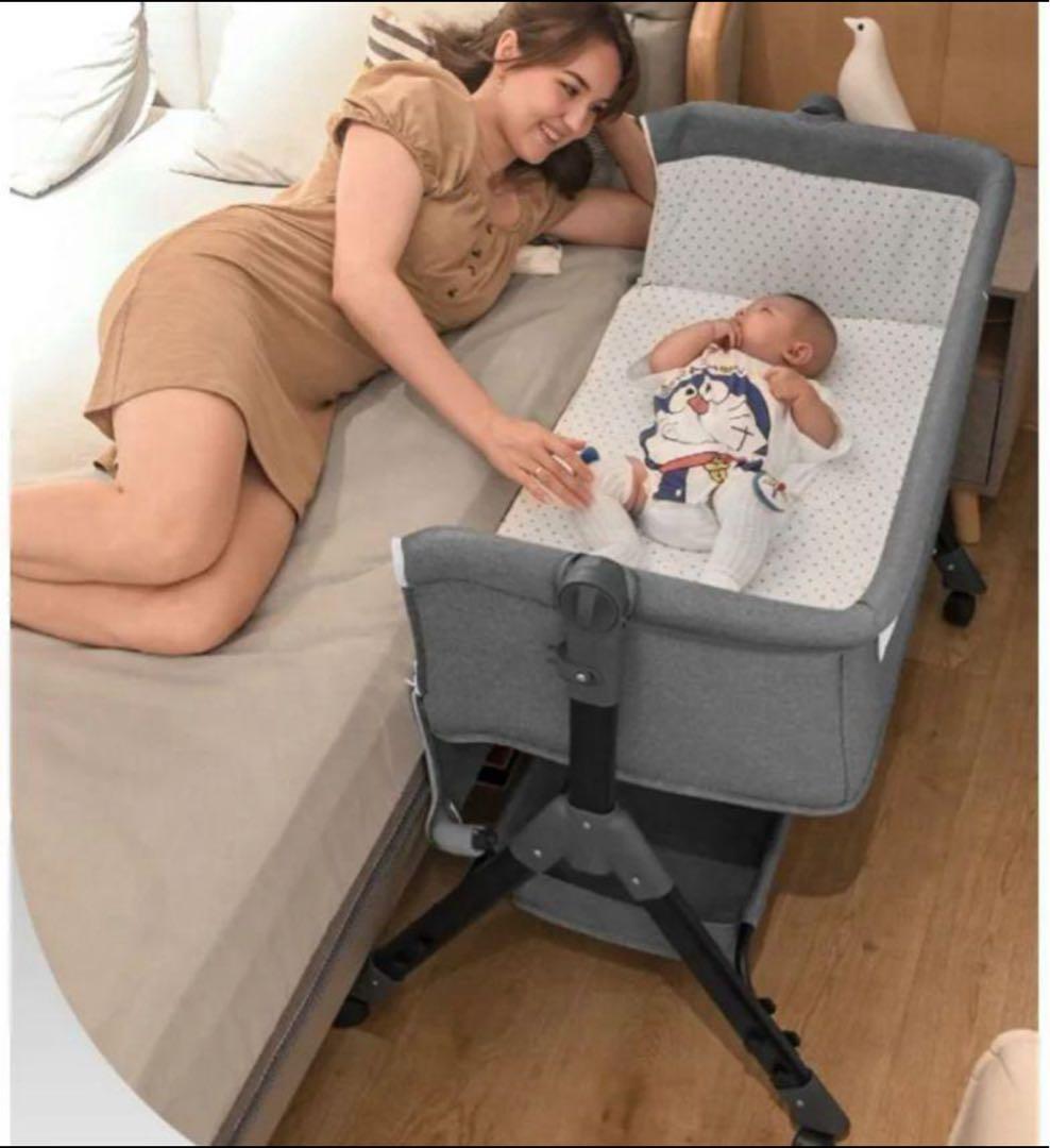 【911】✨美品✨　多機能ベビーベッド　ピンク　ゆりかご　蚊帳付き