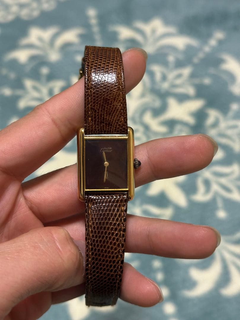 ブラウンレザー時計 長方形ケース