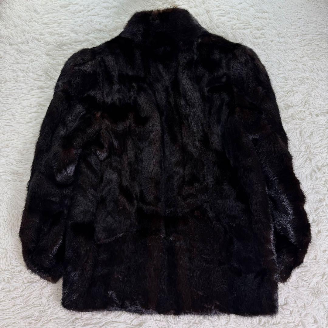 サガミンク　ファーコート　ダークミンク　本毛皮　金サガ　BLACK DIA