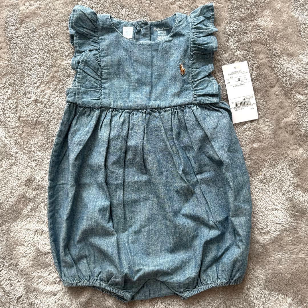 【新品】【女の子】ラルフローレン　ロンパース　ショートオール　デニム風　75