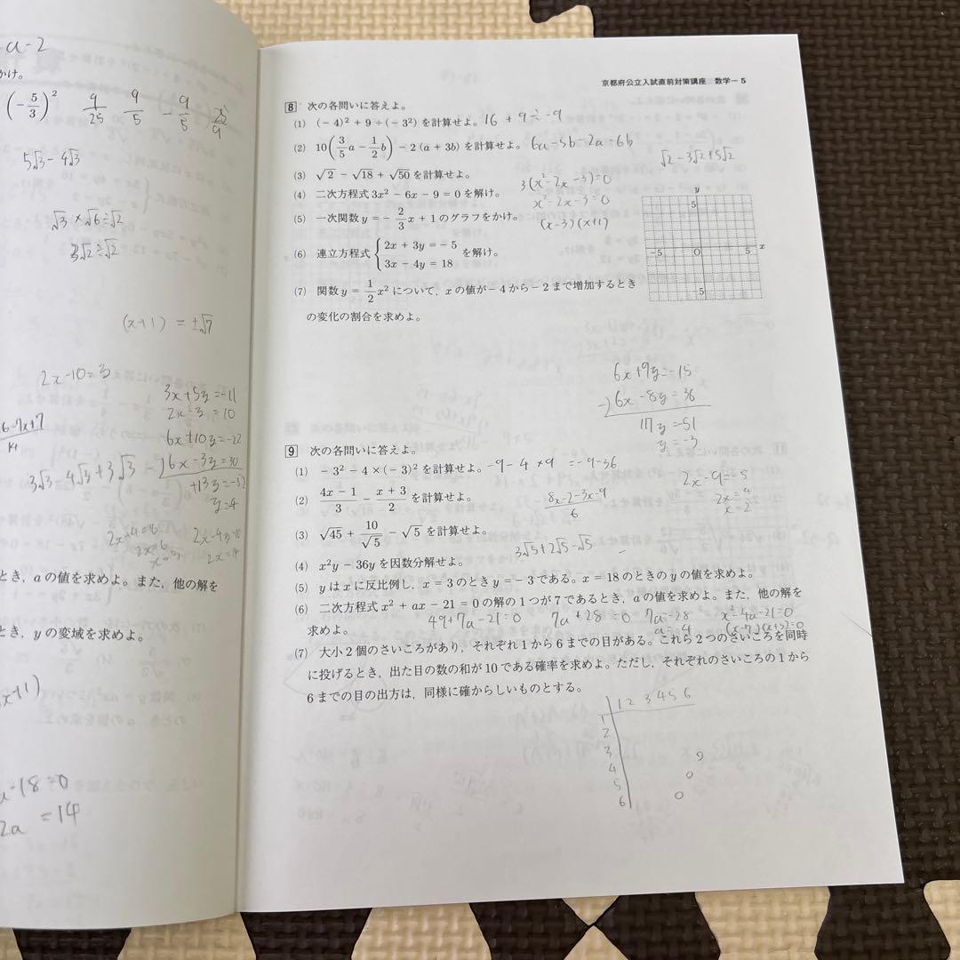 京都府公立高校入試直前対策テキストセット　馬渕教室　英国理社数