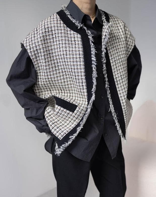 ナエ nae フリンジ ツイード ベスト ジレ