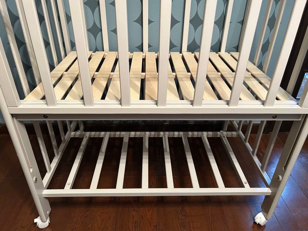 ベビーベッド キャスター付き ホワイト