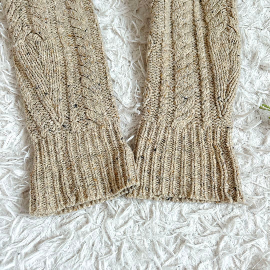 美品⁂ポロラルフローレン⁂ケーブルニット　ジップアップ　レザー　アルパカ混　M