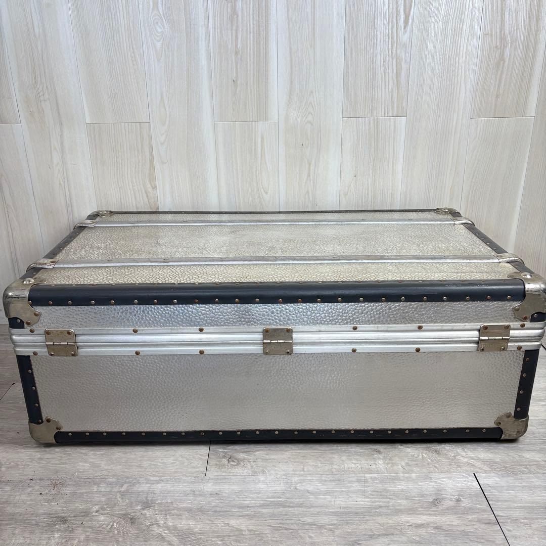 【ヴィンテージ】アルミ大型トランク 船トランク ケース インダストリアル