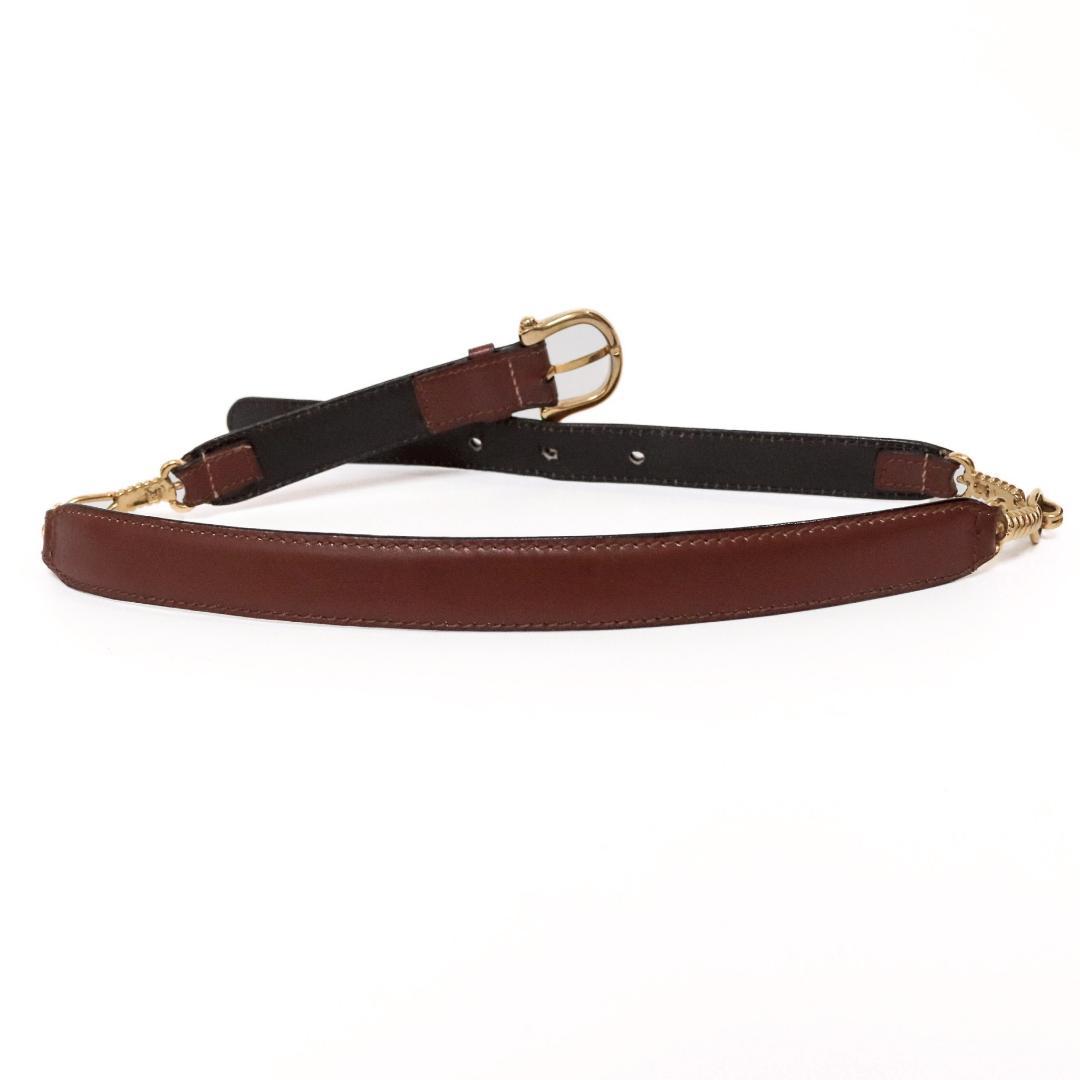 美品 CELINE 細身レザーベルト 茶 幅2cm サイズ60±3　1003