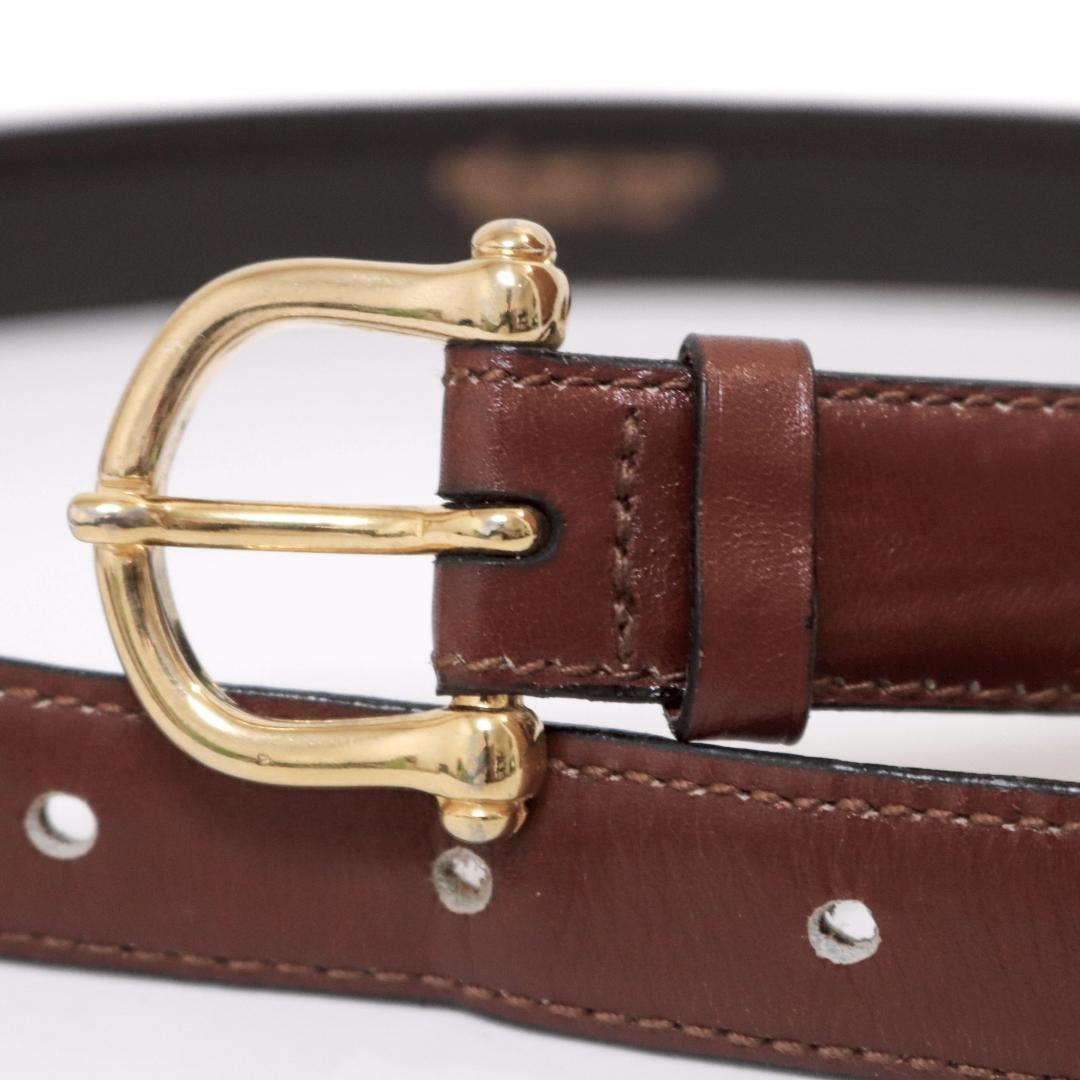 美品 CELINE 細身レザーベルト 茶 幅2cm サイズ60±3　1003