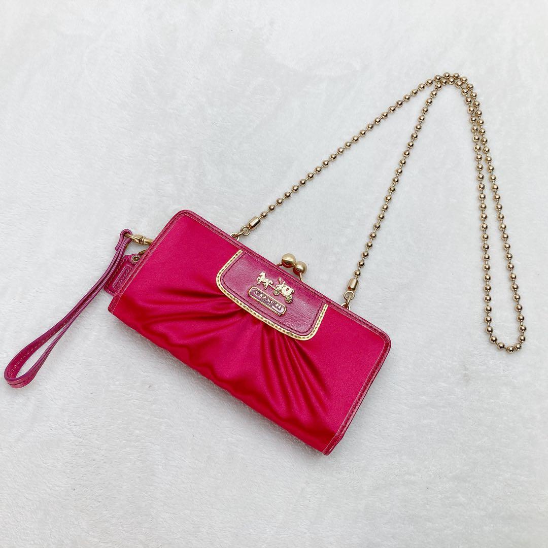 バッグ Coach Shoulder Wallet Kiss Lock Pink y2k