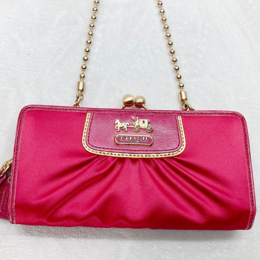 バッグ Coach Shoulder Wallet Kiss Lock Pink y2k