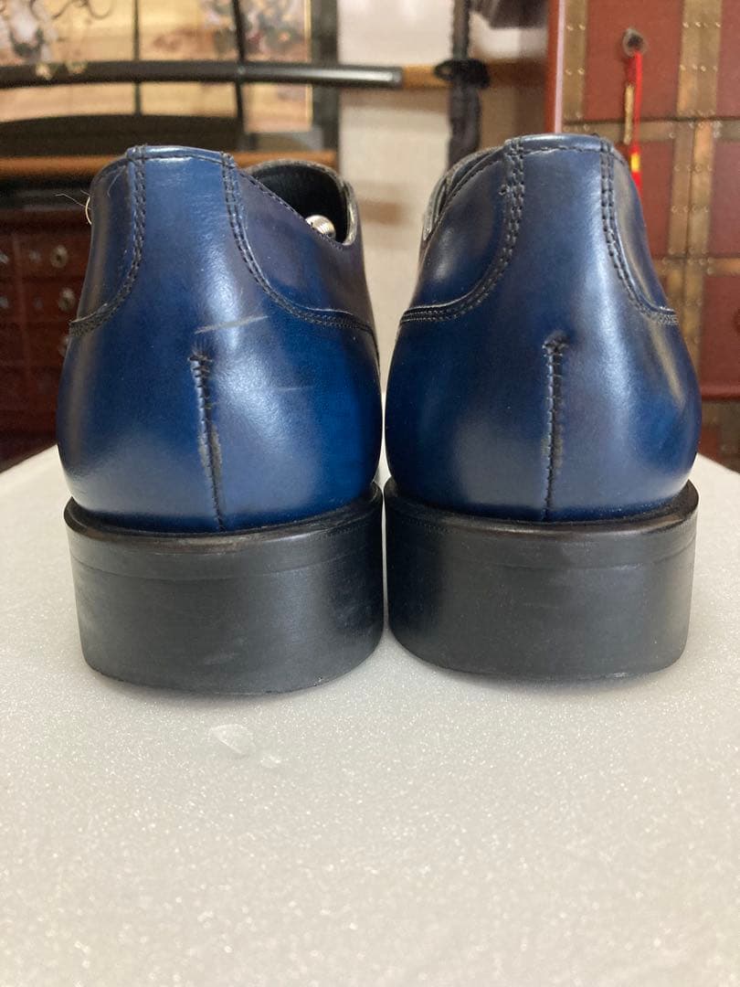 リーガル革靴　ダブルモンク　青色