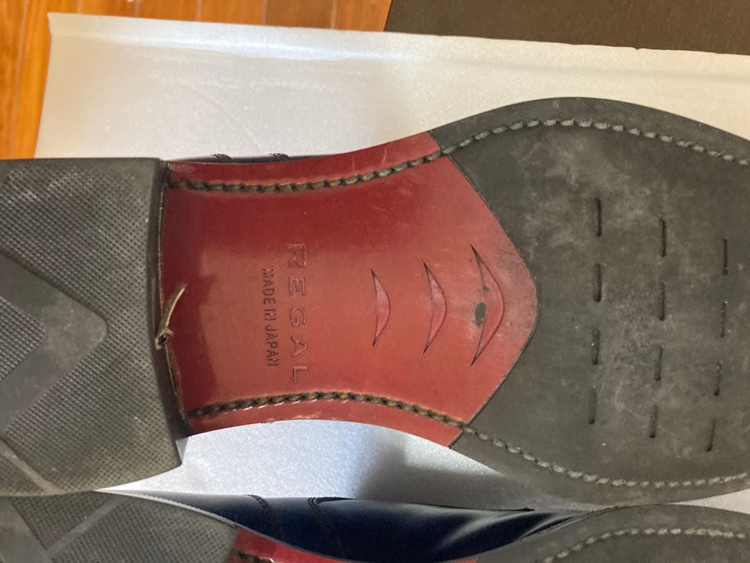 リーガル革靴　ダブルモンク　青色