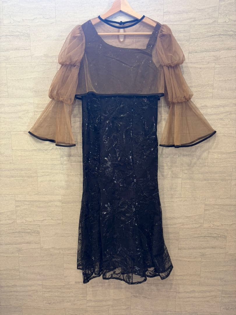 【Leja】エレガント パーティードレス Sサイズ ブラウン/ブラック