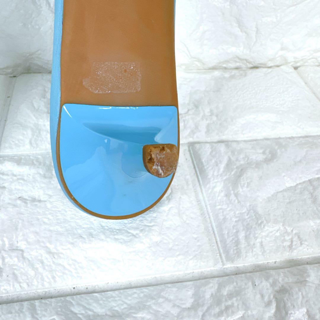 Christian Dior ブルー カンナージュ ロゴ チャーム ミュール