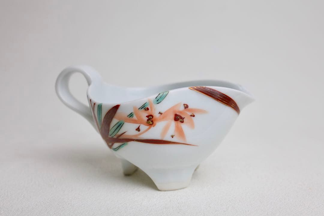 清水 六兵衛？ 面取　蘭絵　急須 煎茶道具