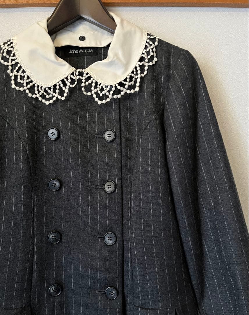 【Jane Maple ジェーンマープル】 ストライプレースカラーのワンピース