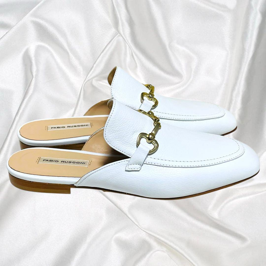 【FABIO RUSCONI】美品ビット ゴールド金具 シープレザー ミュール