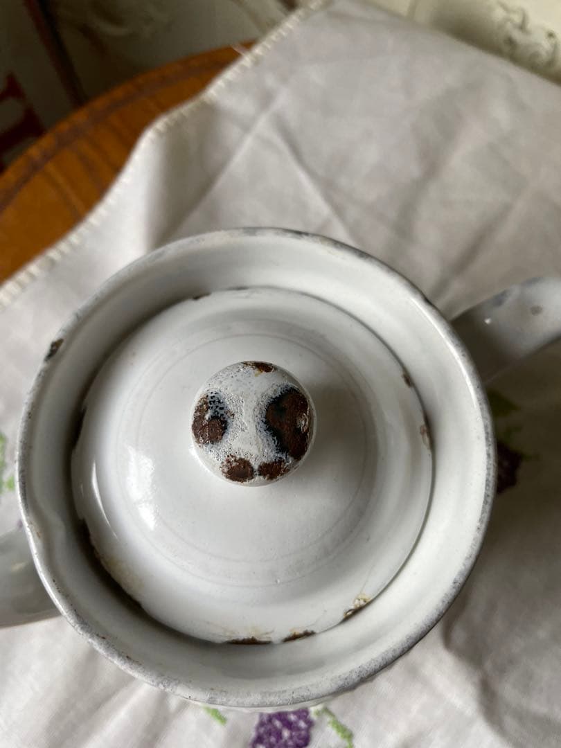 フランス　アンティーク　ホーロー　コーヒー　ティー　ポット　ガーランド　BB社