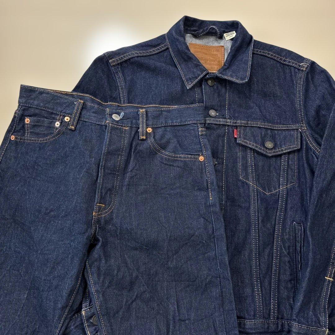 リーバイス 濃紺デニムセットアップ トラッカージャケット 501 W31 W30