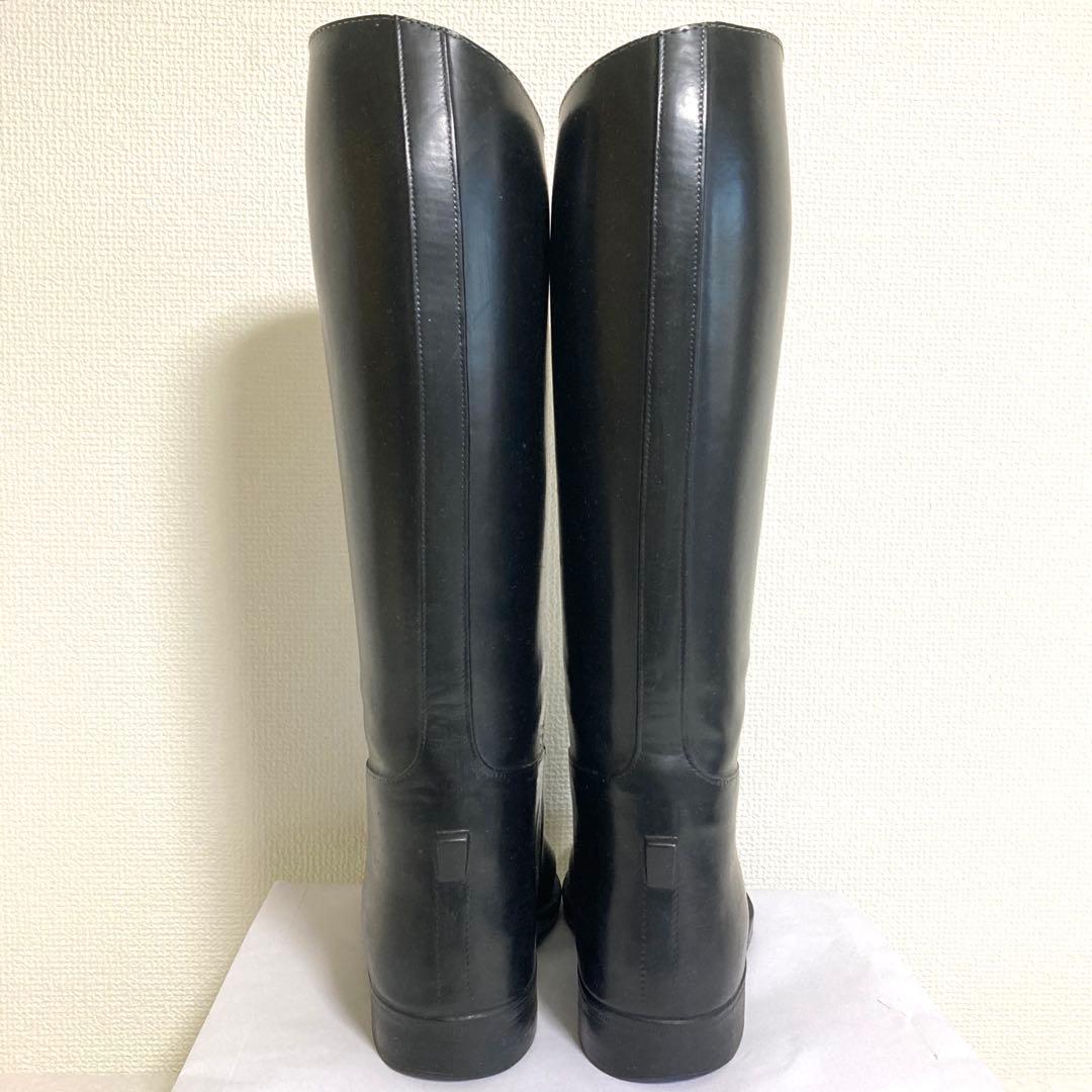 ◆AIGLE エーグル◆黒 ロングブーツ レインブーツ 乗馬 38・XL