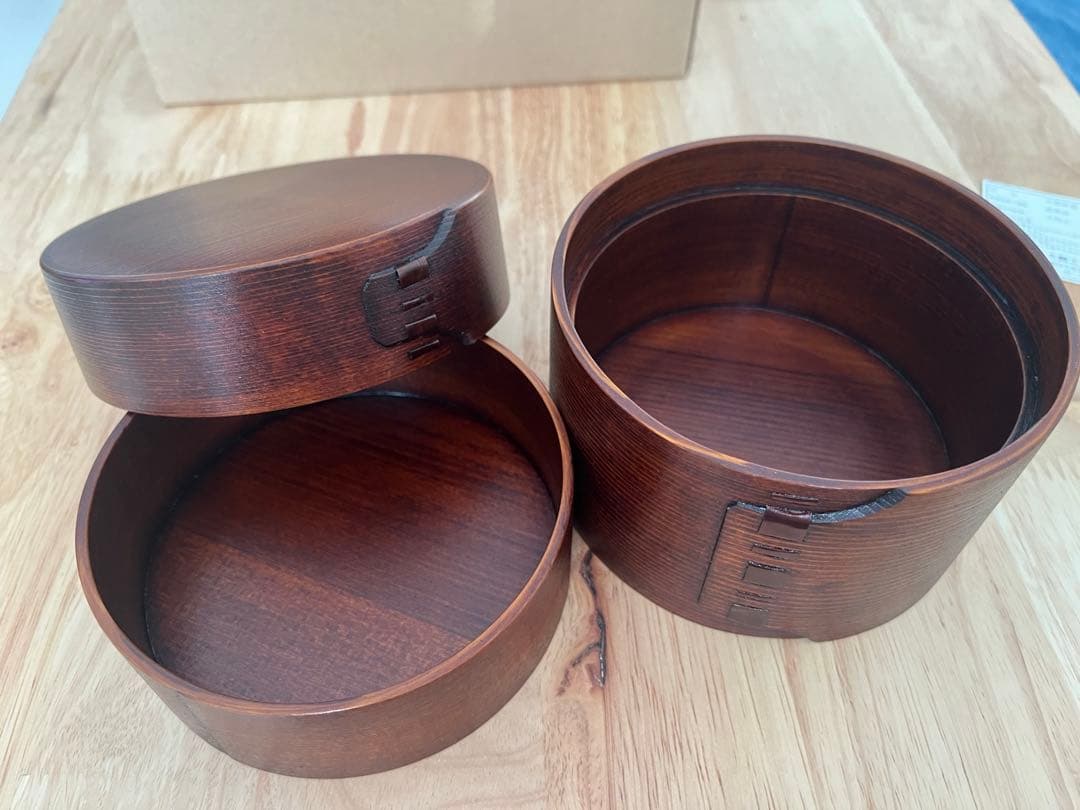 大館曲げわっぱ　二つ重ね丸弁当箱2個セット　大館工芸社
