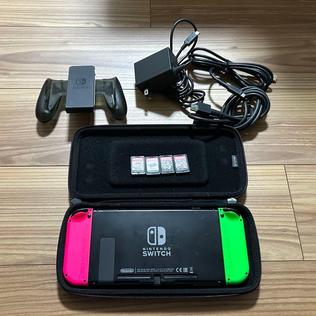 Switch 本体 ドックなし + ソフト4本 + AC/HDMI付き