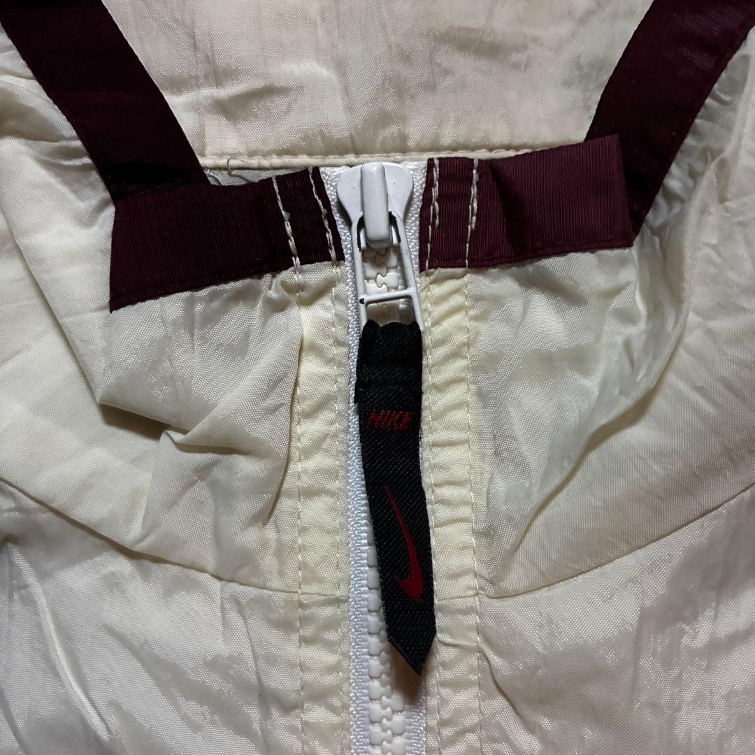 90s NIKEナイロンジャケットハーフジップ刺繍ロゴメッシュバックロゴドローコ