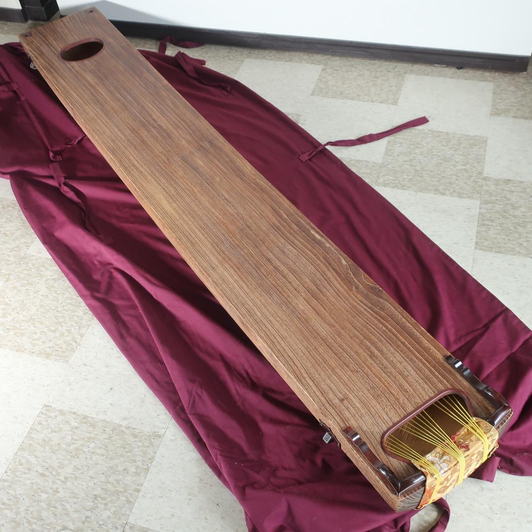 17弦 琴 くり甲 綾杉彫り 透かし玉縁包み 全長約215cm 和楽器