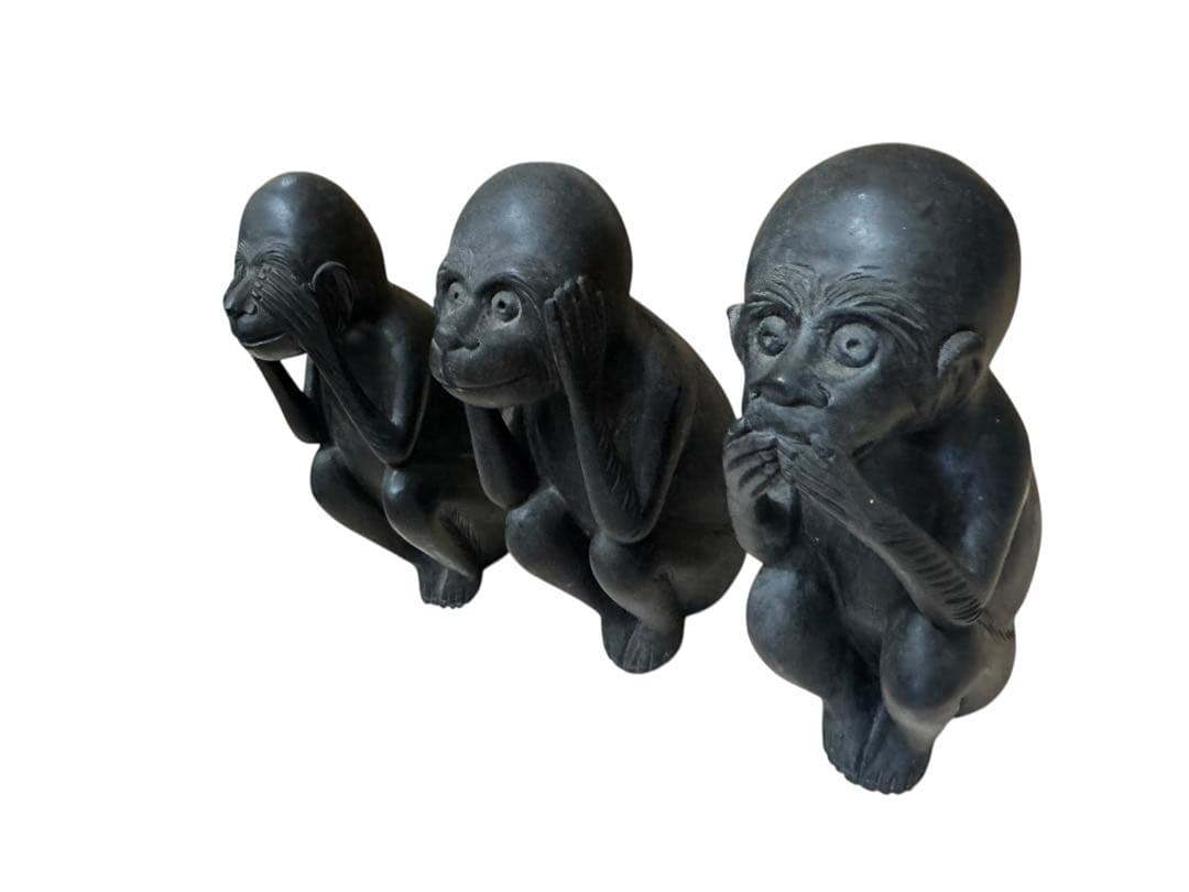 見猿聞か猿言わ猿　木製　置物　レトロ