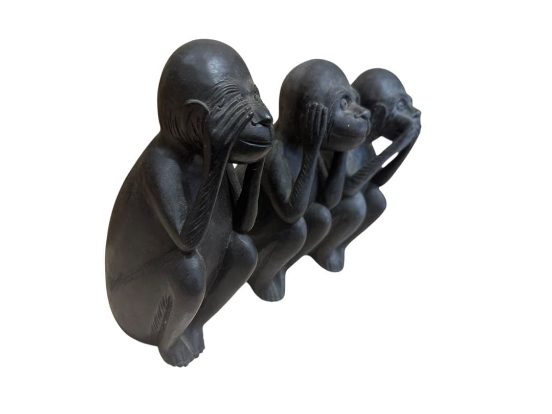 見猿聞か猿言わ猿　木製　置物　レトロ