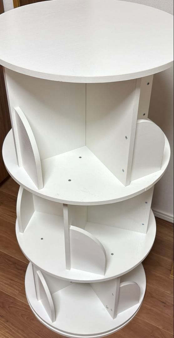 【組立済】本棚 回る本棚 回転本棚 3段 ホワイト ruihong