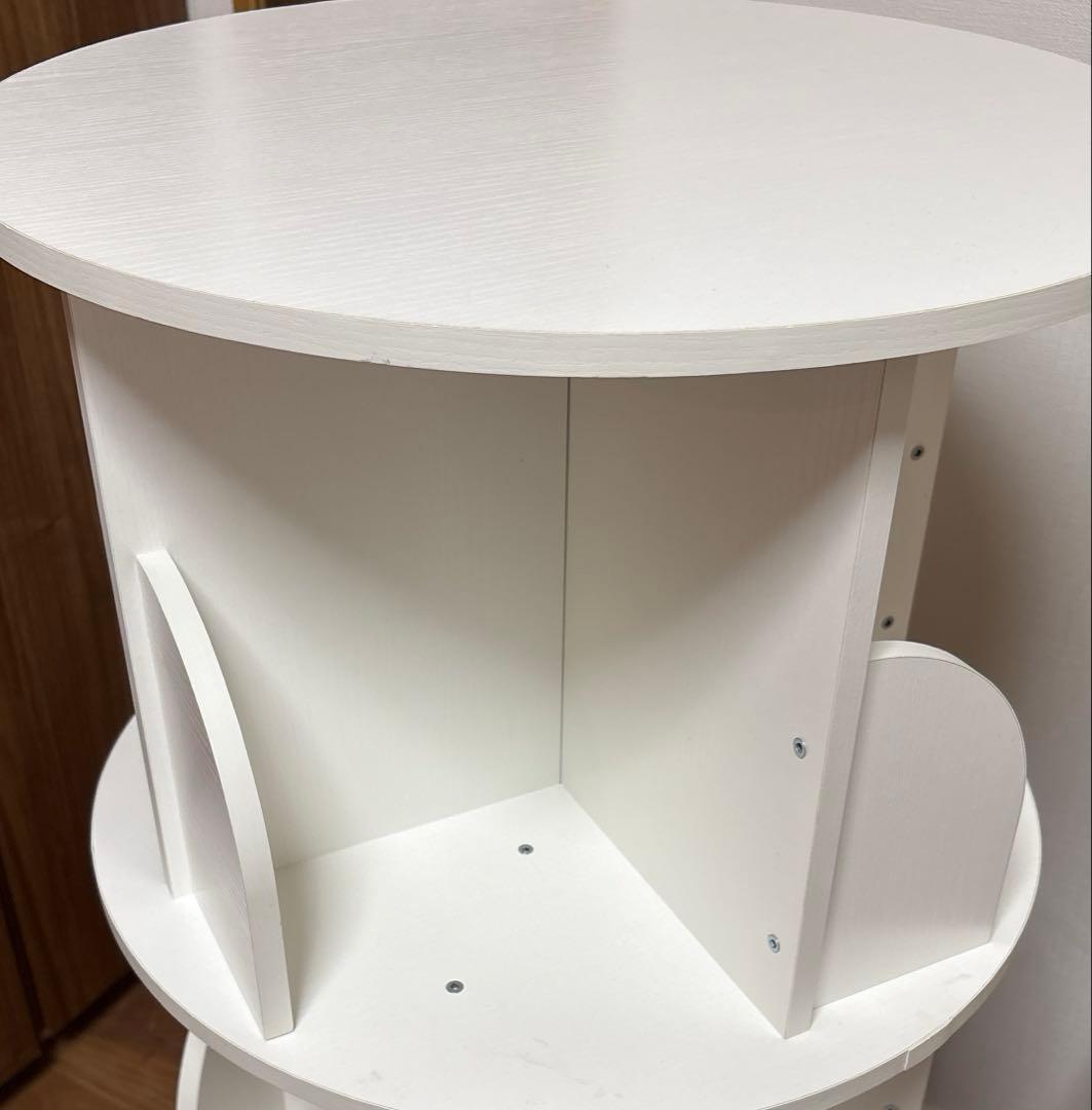 【組立済】本棚 回る本棚 回転本棚 3段 ホワイト ruihong