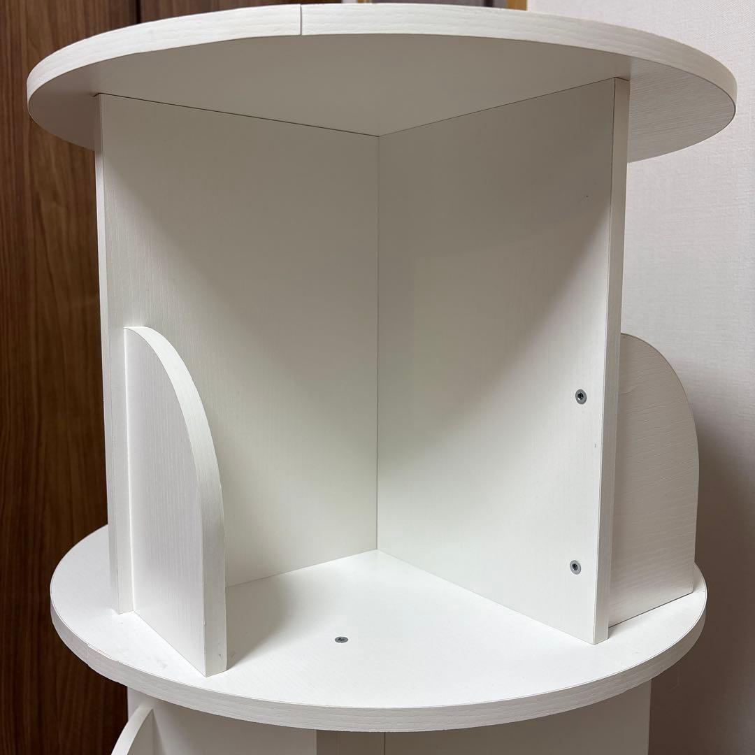 【組立済】本棚 回る本棚 回転本棚 3段 ホワイト ruihong