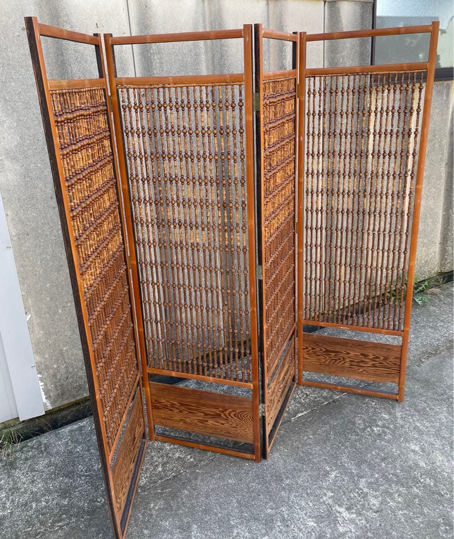 ビンテージ/古道具/当時物/木製/和風/衝立/パーテーション/4連/間仕切り