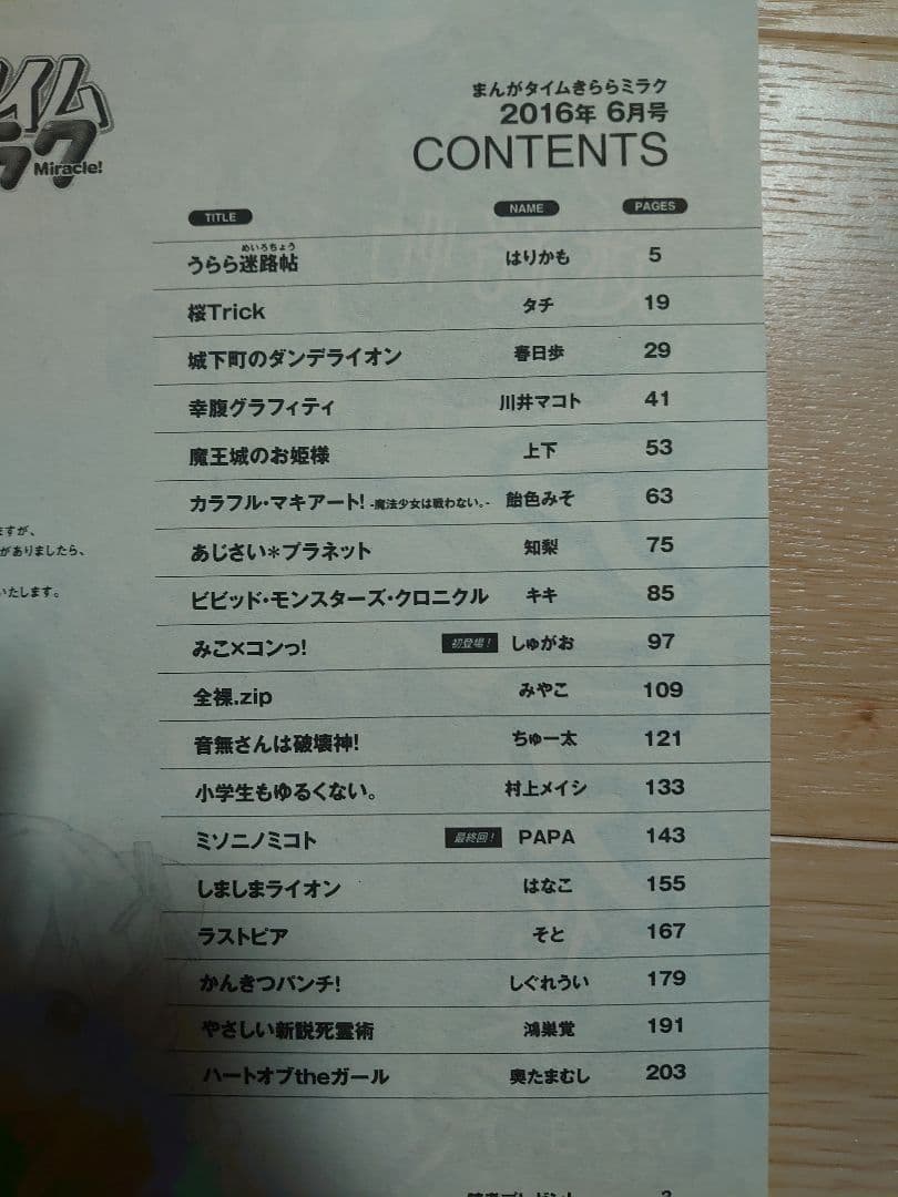 まんがタイムきららミラク 2016年1月号～12月号セット