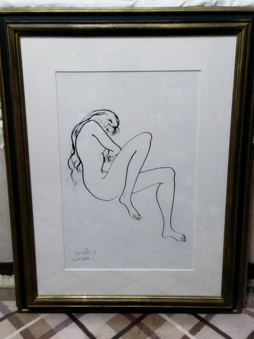 古沢岩美　裸婦　額装　婦人像