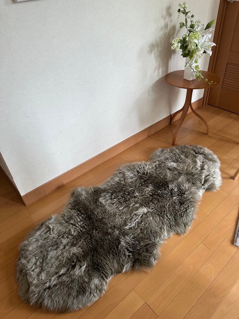 Hiracoさま　ムートンラグ 天然ムートン 長毛 高級1.5匹物