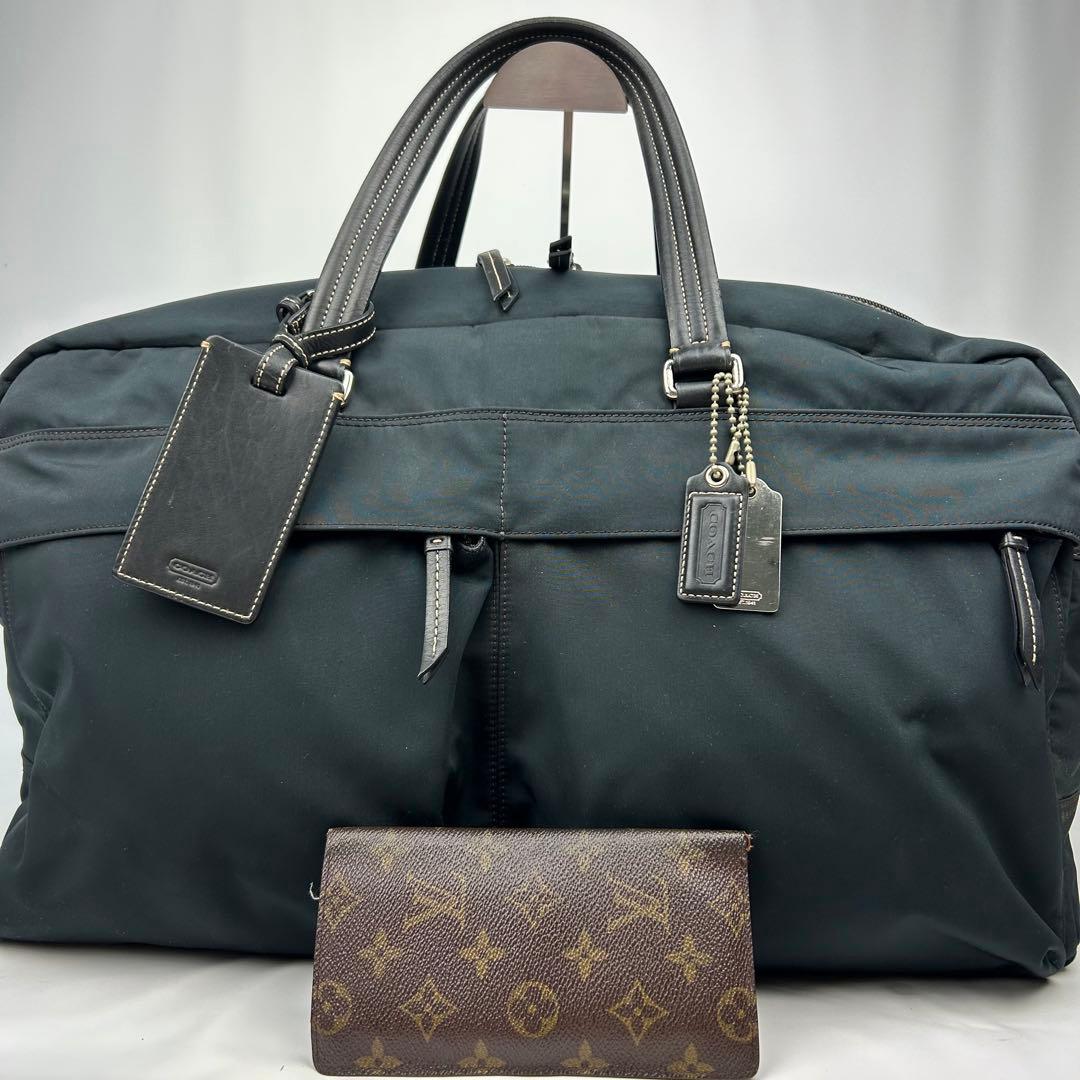 【美品】コーチ　ボストンバッグ　2way レザー　ナイロン　デカボストン　旅行