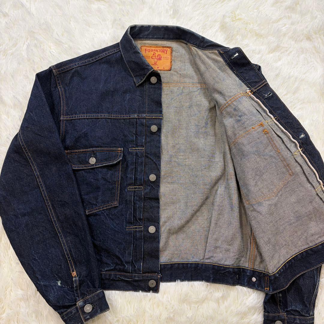 希少XL FOBファクトリー デニムジャケット 2ndタイプ 赤耳 濃紺