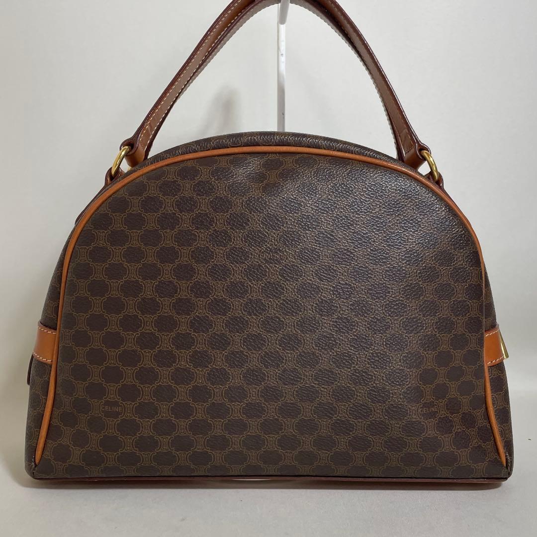 2602-41｜美品｜セリーヌ ハンドバッグ ブラウン マカダム柄 トリオンフ