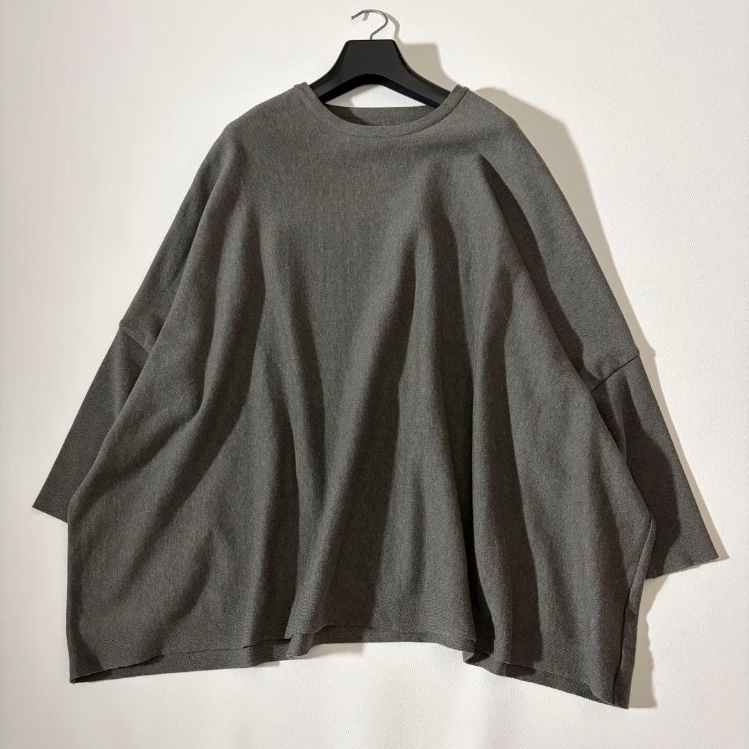 極美品　ビアズリー　コットンビッグニット　洗える　オーバーサイズ　グレー