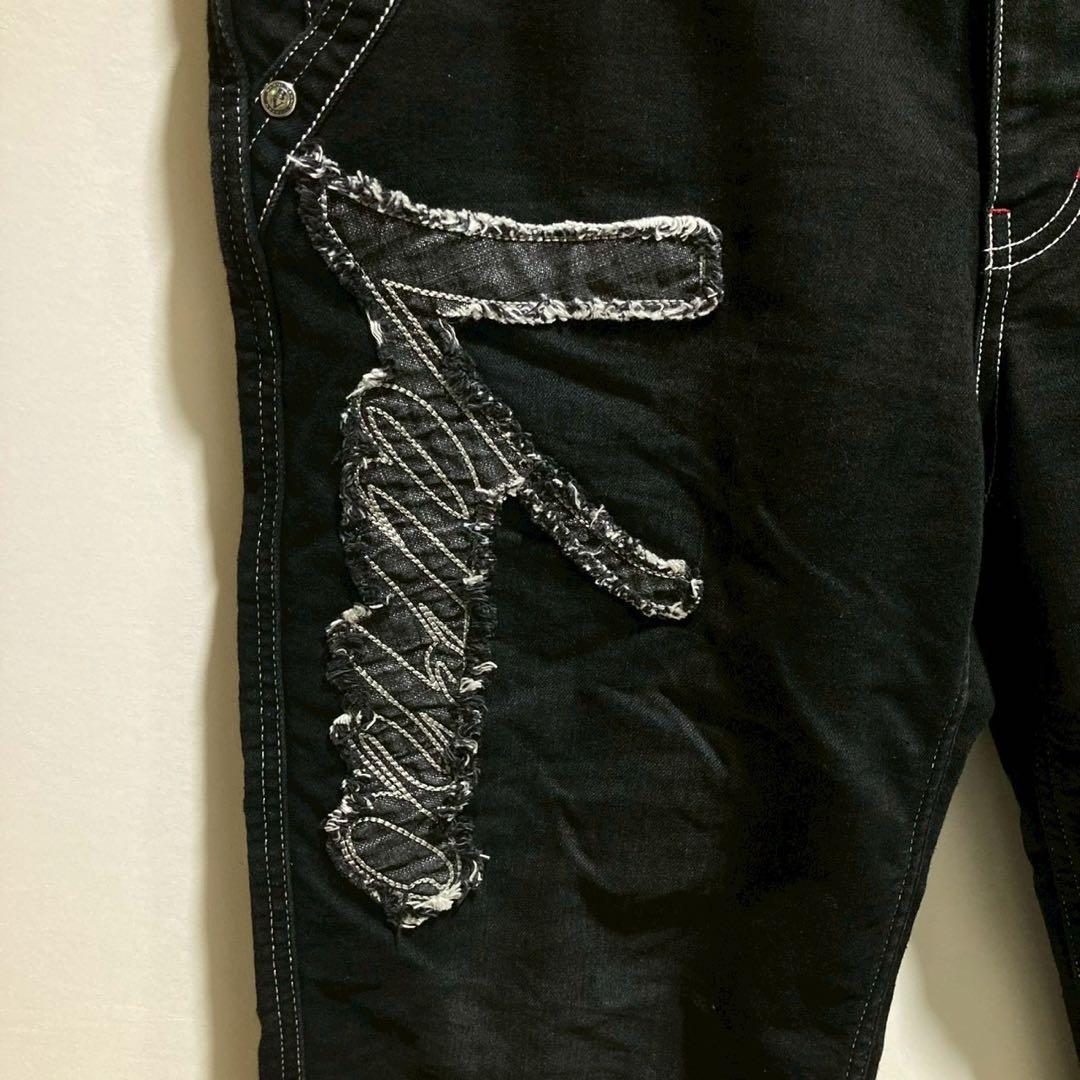 BARNI VARNO パンツ　ブラック　ワイド　太め　L