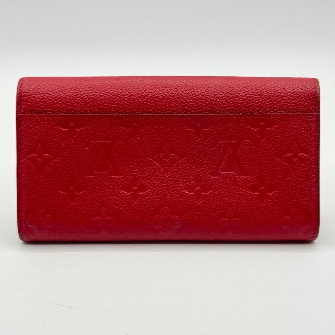【美品】ルイヴィトン ポルトフォイユ・サラ モノグラム・アンプラント 長財布 赤