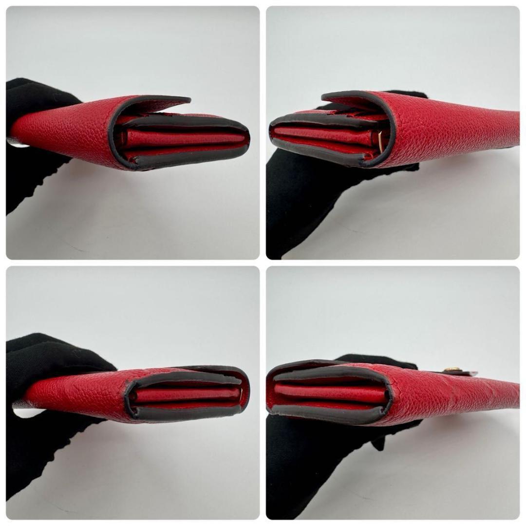 【美品】ルイヴィトン ポルトフォイユ・サラ モノグラム・アンプラント 長財布 赤