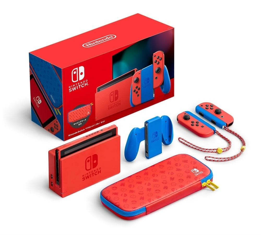 【美中古品】Nintendo Switch マリオレッド×ブルー セット
